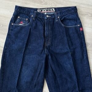 Vintage Y2K Avirex Jeans Blue Relaxed Baggy Fit Denim Dark Wash Mens‎ 36x33